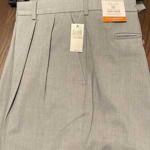 Van Heusen grey classic fit pleated dress pants